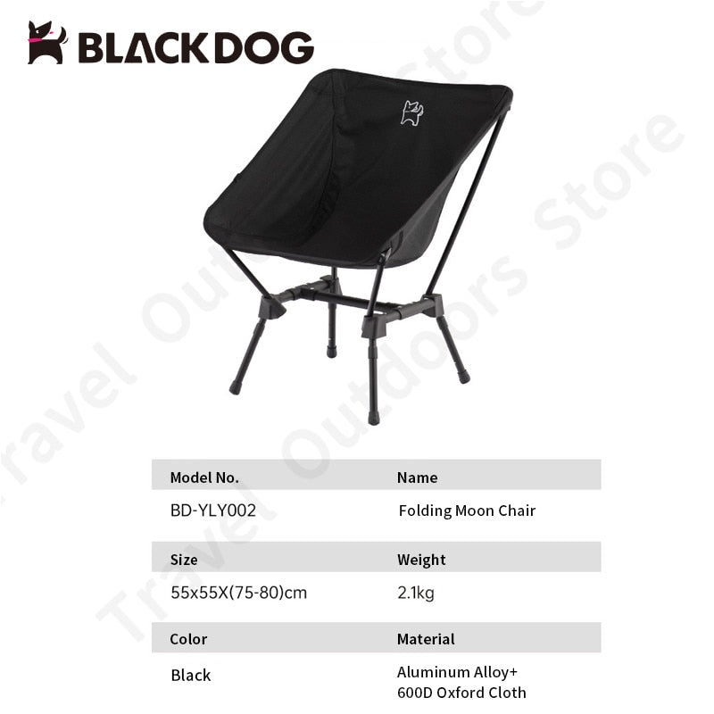 BLACKDOG by Naturehike Folding Portable Moon Chair Outdoor Camping Foldable Adjustable Height Camp Chair 120KG Max Load Heavy Duty Lightweight 2.1KG