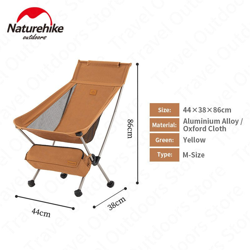 Naturehike Portable Folding Moon Chair Outdoor Camping Medium Large Foldable Ultralight Weight Aluminum Alloy 600D Oxford 120KG Max Load YL09 YL10