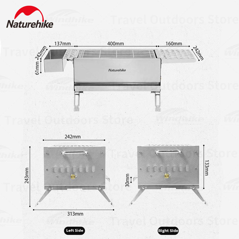 Naturehike Stainless Steel Grill Portable Campfire Stove Outdoor Folding Camping Wood Firewood Charcoal Burning Stove Bonfire Foldable Fire Pit Rack