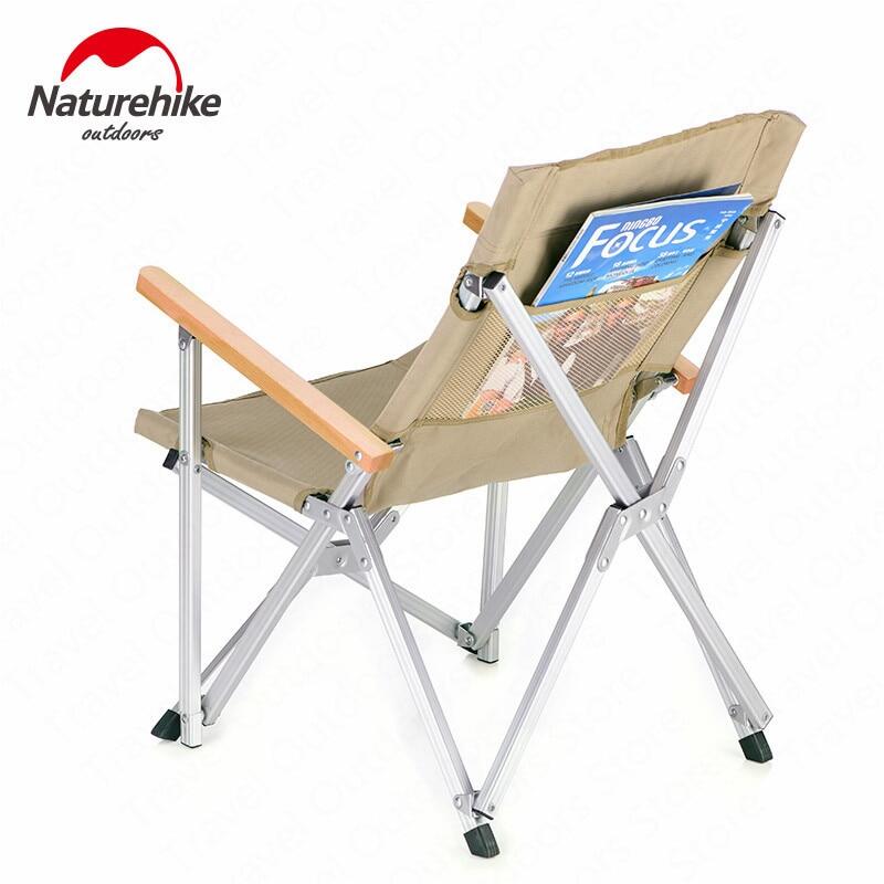 Naturehike Aluminum Alloy Folding Chair Wood Arm Rest Portable up to 120kg Max Load with Storage Bag Camping Outdoor Foldable Director Chair Shangye