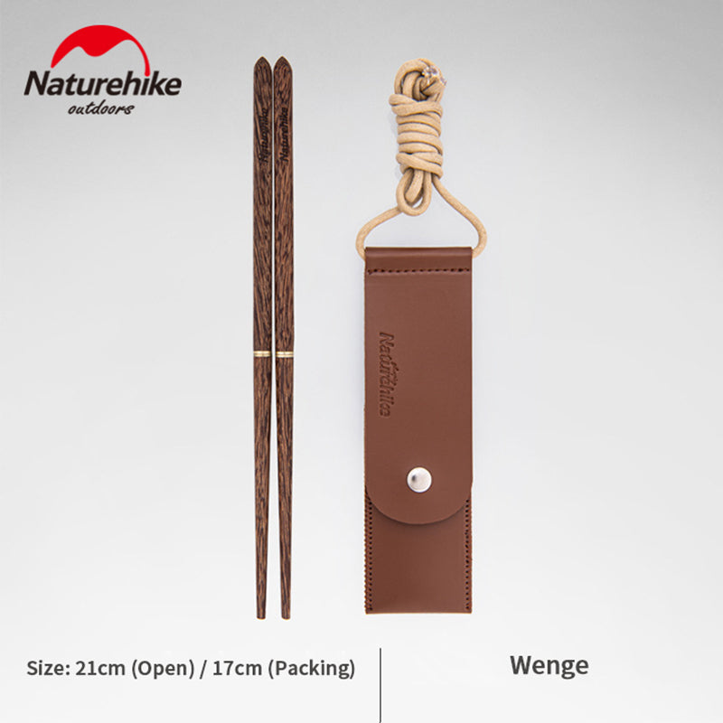 Naturehike Camping Chopsticks Solid Wooden and Stainless Steel 2 Section Wood Chop Stick Reusable Outdoor Chopstick with Case Tableware Utensil