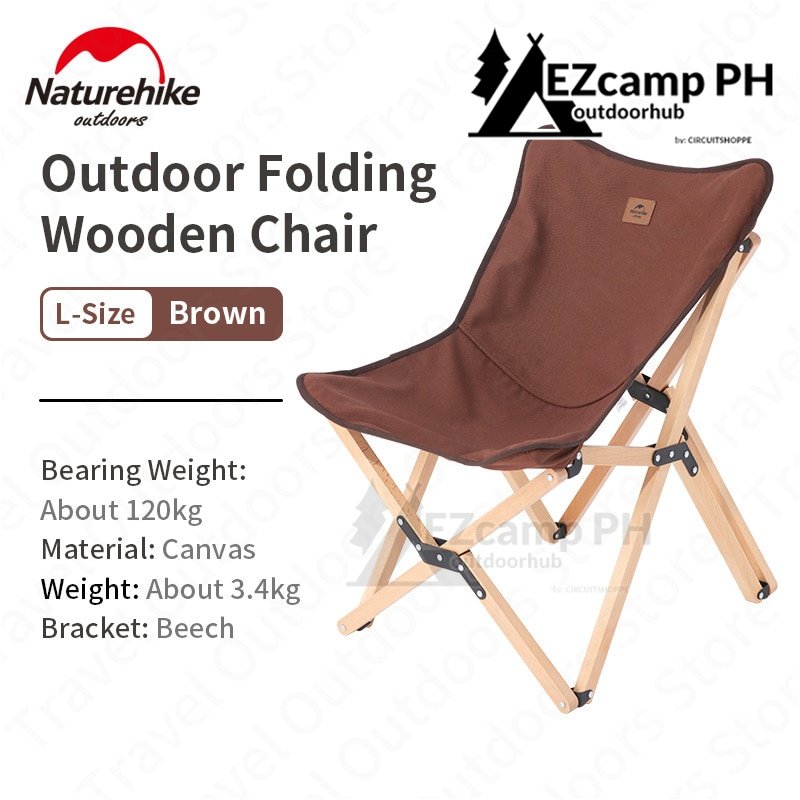 Naturehike Folding Camping Moon Chair Wooden Ultralight Portable Solid Beech Wood Oxford Cloth Glamping Chair Steady Outdoor Travel Daily Leisure