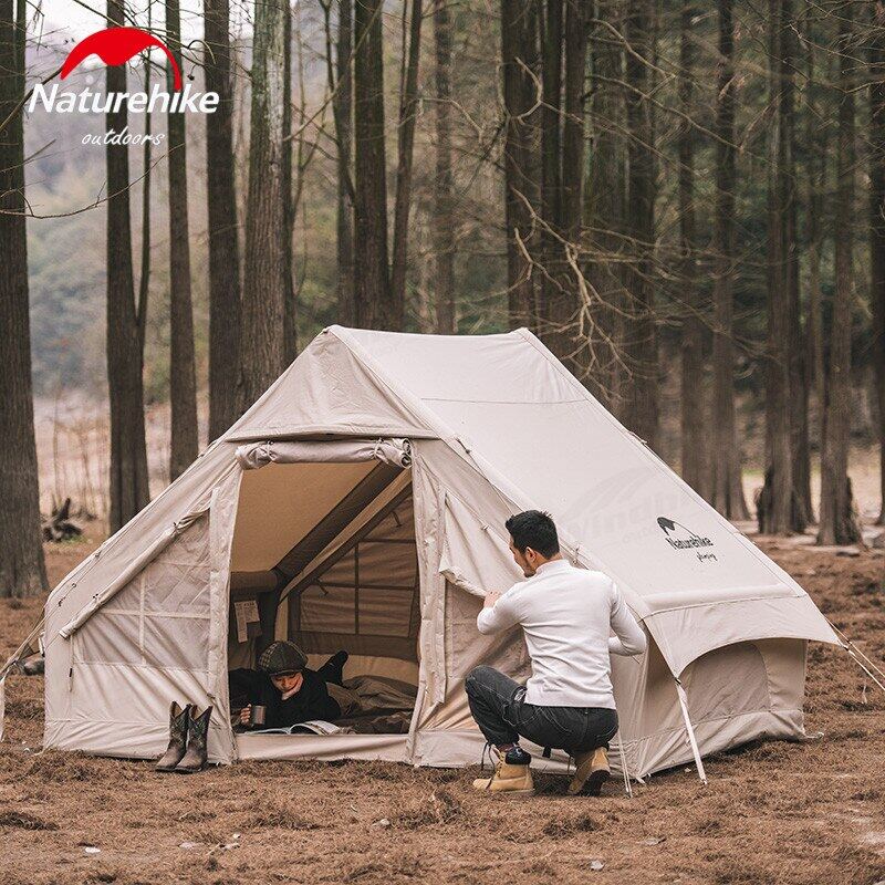 Naturehike EXTEND AIR Series 6.3 Air Inflatable Blended Cotton Camping Glamping Tent for 4 Persons Air PVC Pole Waterproof Outdoor Shelter 6.3SQM Space