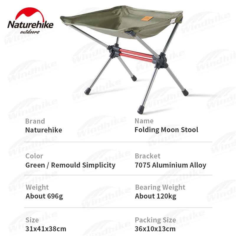 Naturehike Folding Portable Moon Stool Chair YL12 Ultralight Aluminum Alloy 600D Oxford Foldable Outdoor Camping Seat 700g with Storage Bag