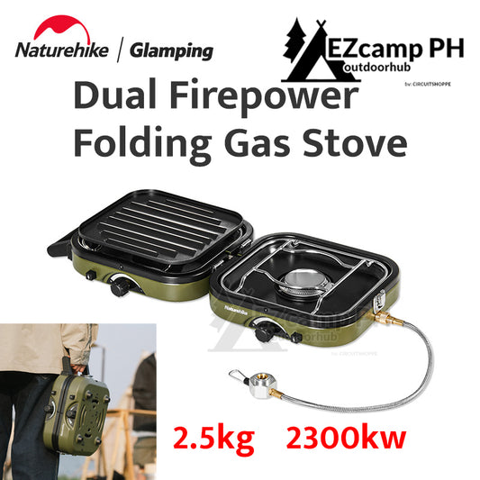 Naturehike Double Butane Gas Stove Outdoor Camping Portable Folding 2300W High Fire Power Lightweight Dual Burner Screw Type Isobutane Fuel Type