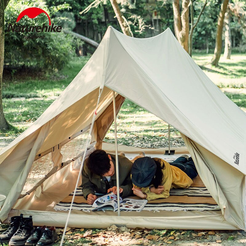 Naturehike EXTEND Series 5.6 Blended Cotton Canvas Eaves A-Roof 5.6m­² Waterproof Camping Glamping Outdoor Tent Premium Family Group for 3 to 4 Person