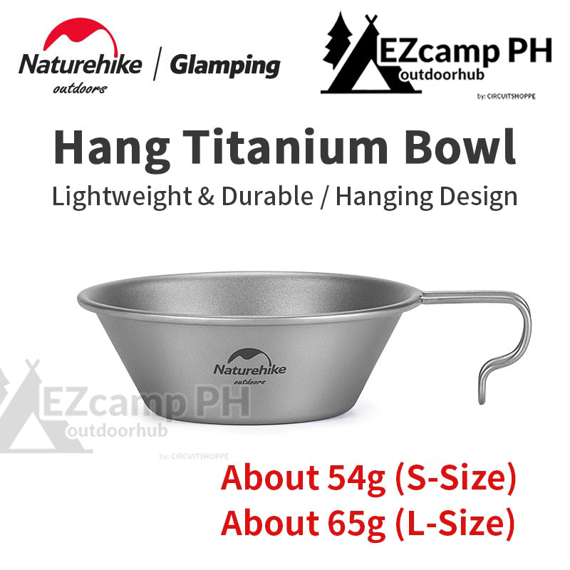 Naturehike 300ml 450ml Hanging Pure Titanium Bowl Portable Ultralight 54g Outdoor Picnic Tableware Shera Bowl Camping Hiking Utensil Cooking Hang