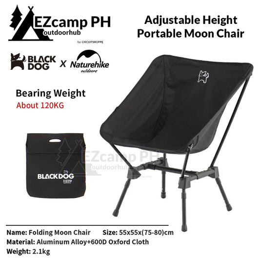 BLACKDOG by Naturehike Folding Portable Moon Chair Outdoor Camping Foldable Adjustable Height Camp Chair 120KG Max Load Heavy Duty Lightweight 2.1KG