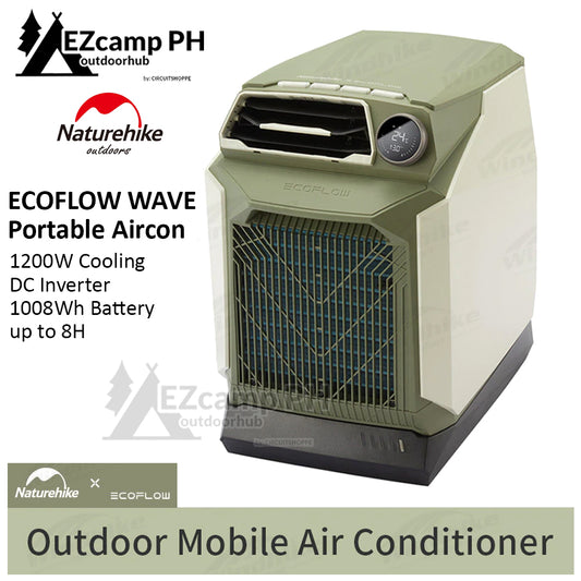 Naturehike X ECOFLOW WAVE Outdoor Mobile Air Conditioner 1200W Quick Cooling Camping Tent Air Cooler Glamping Portable Aircon Optional 1008Wh Battery