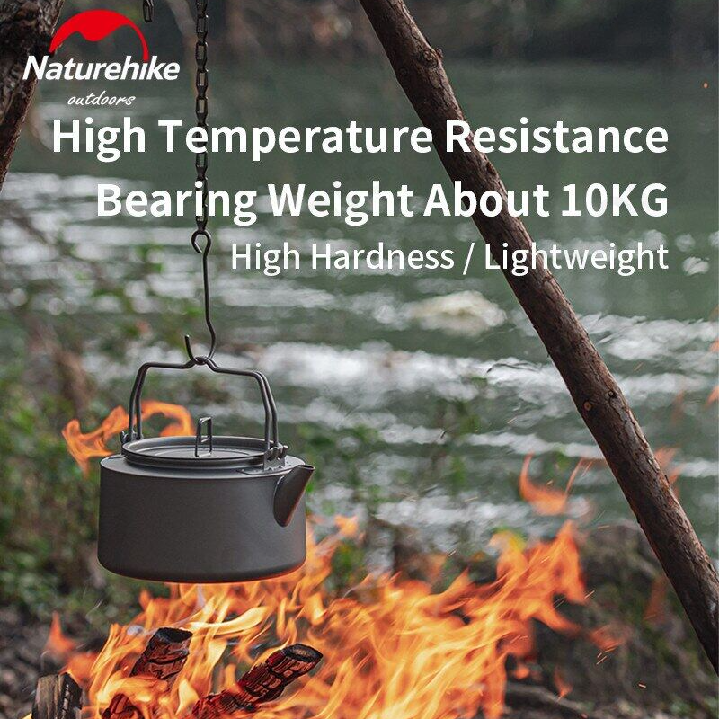 Naturehike Titanium Tripod Hanger Ultralight 50g Portable Camping Hiking Wood Bushcraft Cooking Equipment Hang Hook Picnic BBQ 10kg Max Load Suit