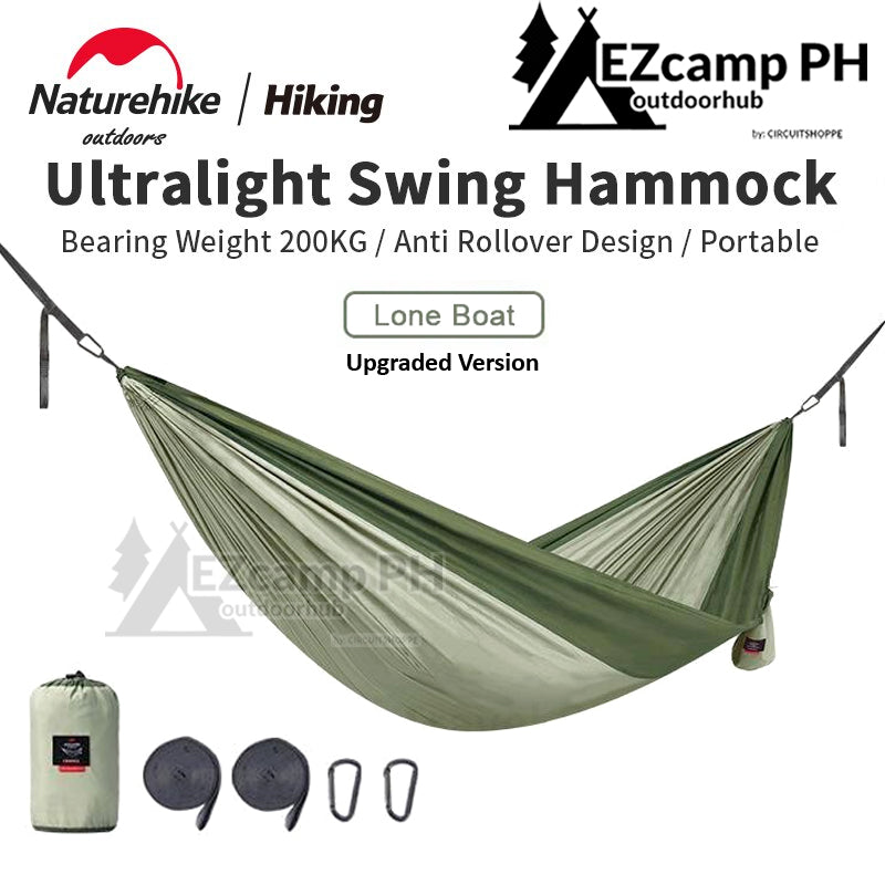 Naturehike LONE BOAT Series 1 and 2 Person Portable Outdoor Camping Hammock 340T Ultralight Single Double 200kg Max Picnic Tree Swing Hanging Bed