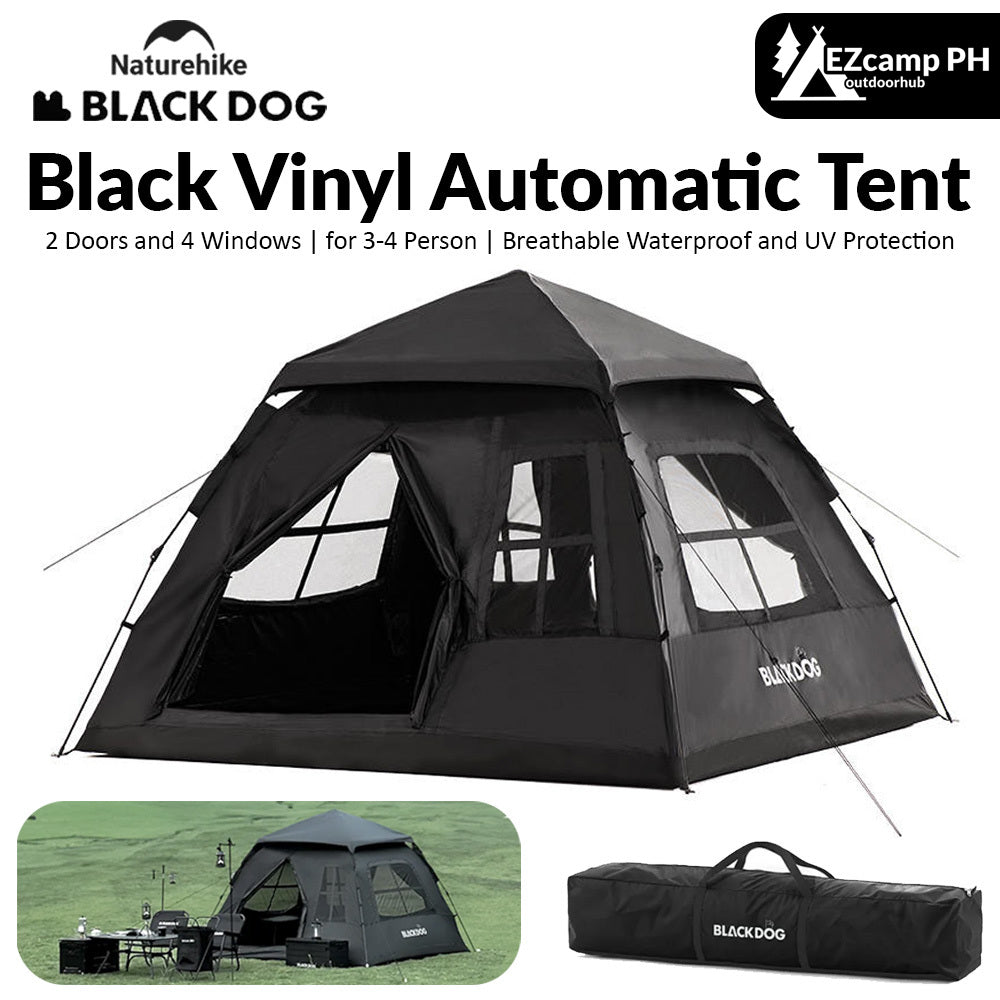 BLACKDOG by Naturehike 2 Doors 4 Windows Automatic 4 Person Camping Tent Auto Pop Up Fast Setup Poles Waterproof Outdoor Portable Folding Tent