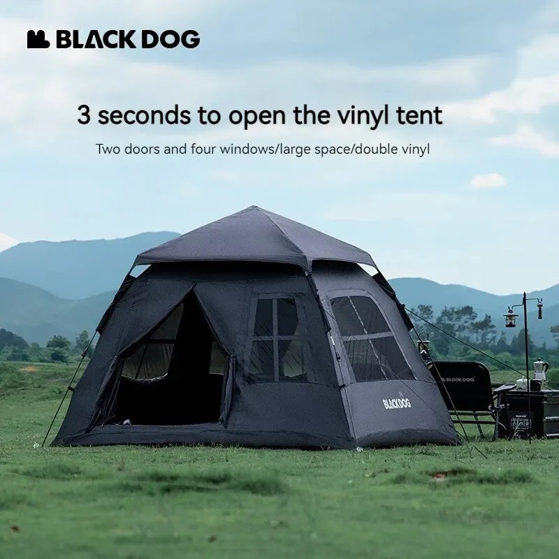 BLACKDOG by Naturehike 2 Doors 4 Windows Automatic 4 Person Camping Tent Auto Pop Up Fast Setup Poles Waterproof Outdoor Portable Folding Tent