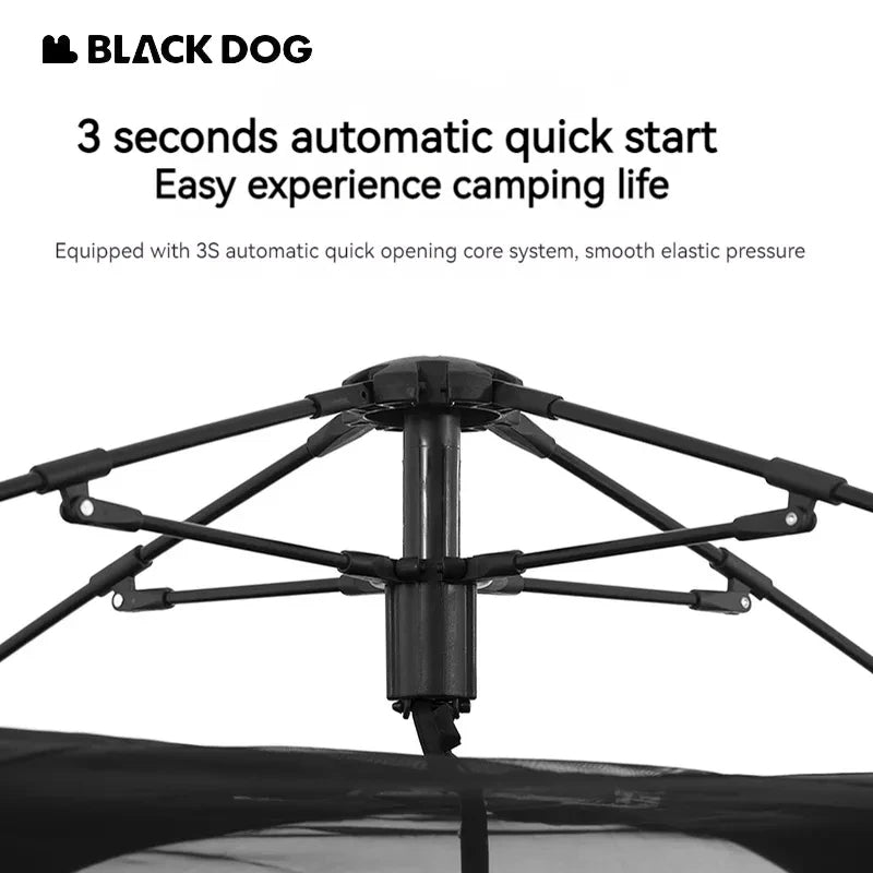 BLACKDOG by Naturehike 2 Doors 4 Windows Automatic 4 Person Camping Tent Auto Pop Up Fast Setup Poles Waterproof Outdoor Portable Folding Tent