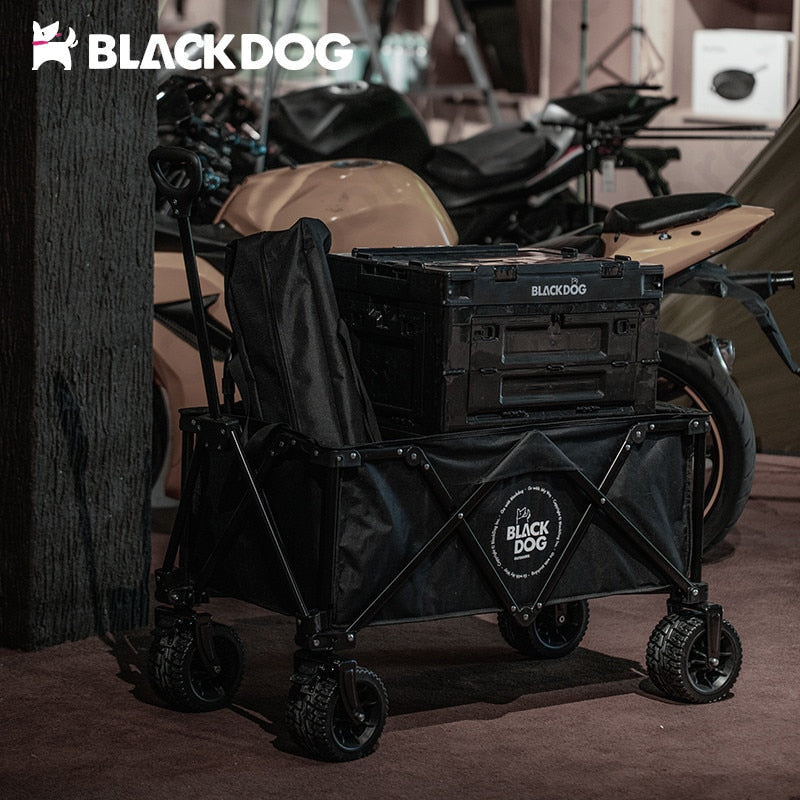 BLACKDOG by Naturehike 150L Wide Wheel 4 Way Folding Camping Trolley Cart Equipment Carrier Foldable 120kg Max Portable Detachable Wheel White Black