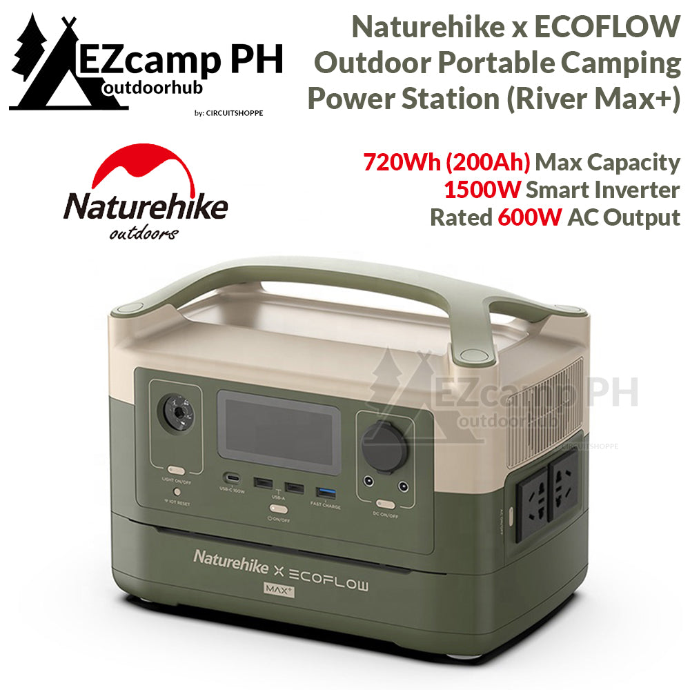 Naturehike x ECOFLOW River MAX Plus 720Wh Outdoor Portable Power Bank 1500W Fast Charge 600W AC Output Camping Powerbank Powerstation Supply