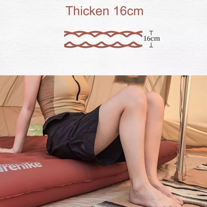 Naturehike Single Double TPU Camping Air Bed Inflatable 16CM Thick Premium Comfortable Tent Sleeping Pad Mat Mattress Lightweight Portable Waterproof