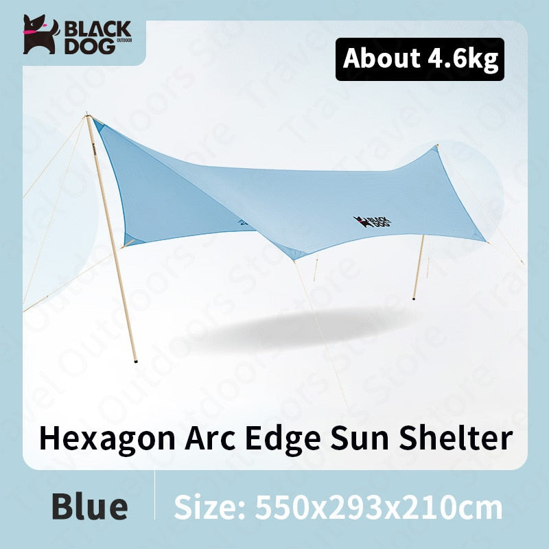 BLACKDOG by Naturehike PARK Series Hexagon Arc Edge Awning Canopy Shelter Tarp Tent Blue Green Waterproof Camping Outdoor Large Sun Shade 10sqm