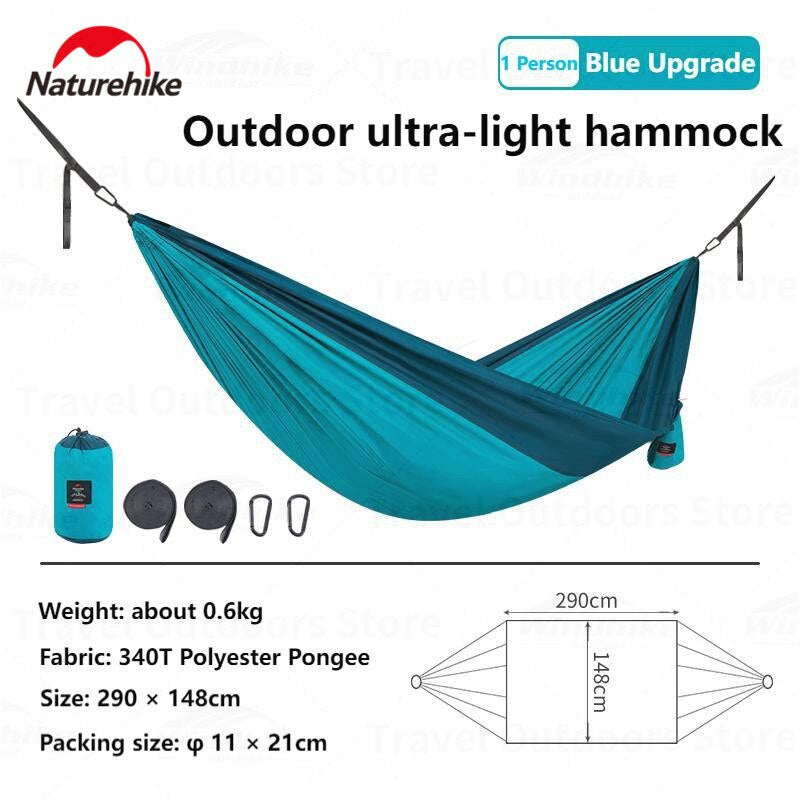 Naturehike LONE BOAT Series 1 and 2 Person Portable Outdoor Camping Hammock 340T Ultralight Single Double 200kg Max Picnic Tree Swing Hanging Bed