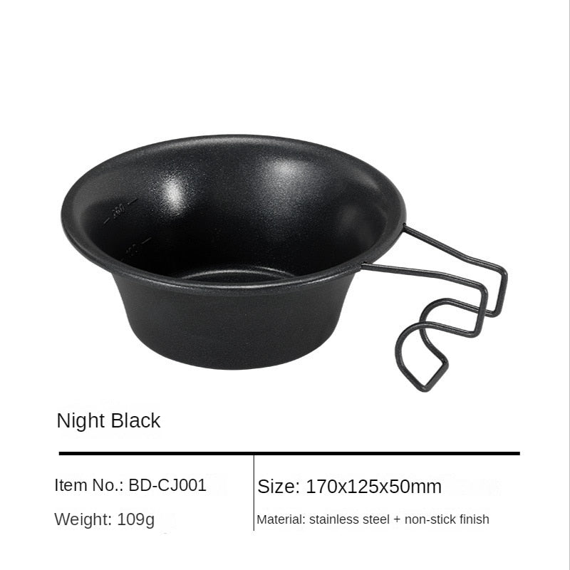 BLACKDOG by Naturehike 300ml Stainless Steel Black Shera Bowl Non Stick Coating Outdoor Camping Portable Dish Cookware Hanging Hang Tableware Cup Pot