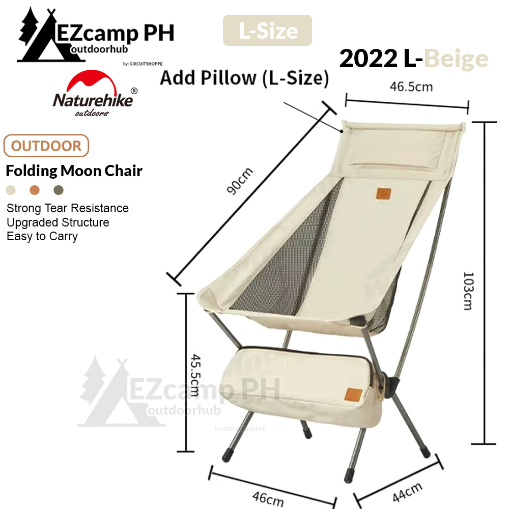 Naturehike Portable Folding Moon Chair Outdoor Camping Medium Large Foldable Ultralight Weight Aluminum Alloy 600D Oxford 120KG Max Load YL09 YL10