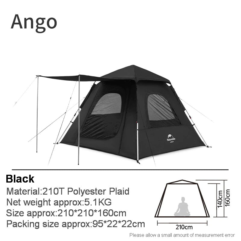 Naturehike ANGO 3 Automatic Pole Camping Tent 3 Person Quick Build with Awning Waterproof Portable UPF50+ Sun Protection Pop-up Folding Tent