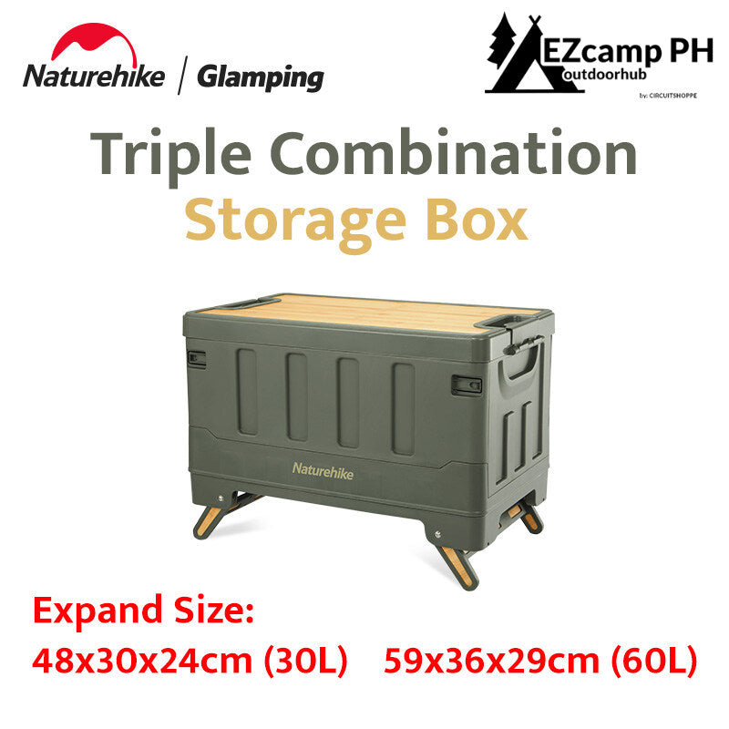 Naturehike Outdoor 30L 60L PP Folding Storage Bamboo Wood Table Top Bo
