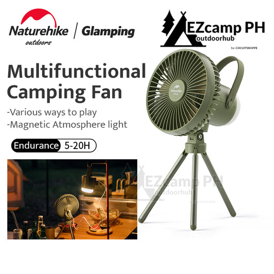Naturehike Outdoor Multifunctional Electric Fan Portable USB Charging Camping Stand Hanging Fan Lamp Magnetic Atmosphere Light Tripod Claymore Type