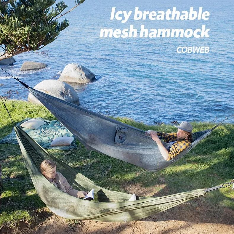 Naturehike Single | Double 1-2 Person Outdoor Portable ICY Breathable Mesh Screen Hammock 200KG Max Load COBWEB Lightweight Folding Camping Camp Duyan Swing Makapal Heavy Duty for Adult and Children Ultralight Picnic Tree Foldable Hanging Bed Nature Hike