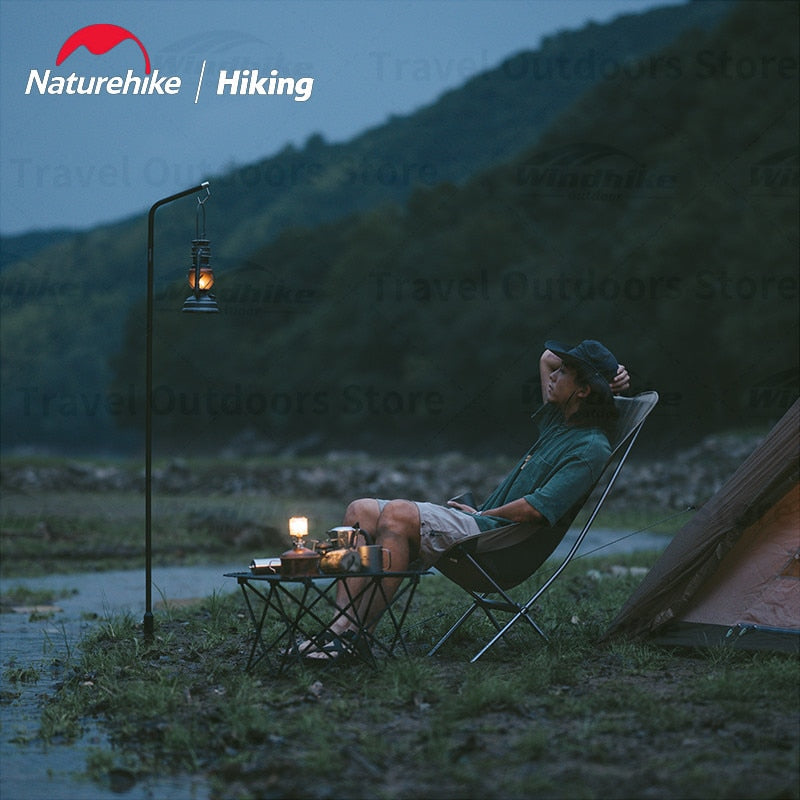 Naturehike Outdoor Ultralight Aluminum Lamp Post Pole Camping Adjustable Height Folding Lantern Holder Bracket Light Stand with 40cm Thick Ground Nail