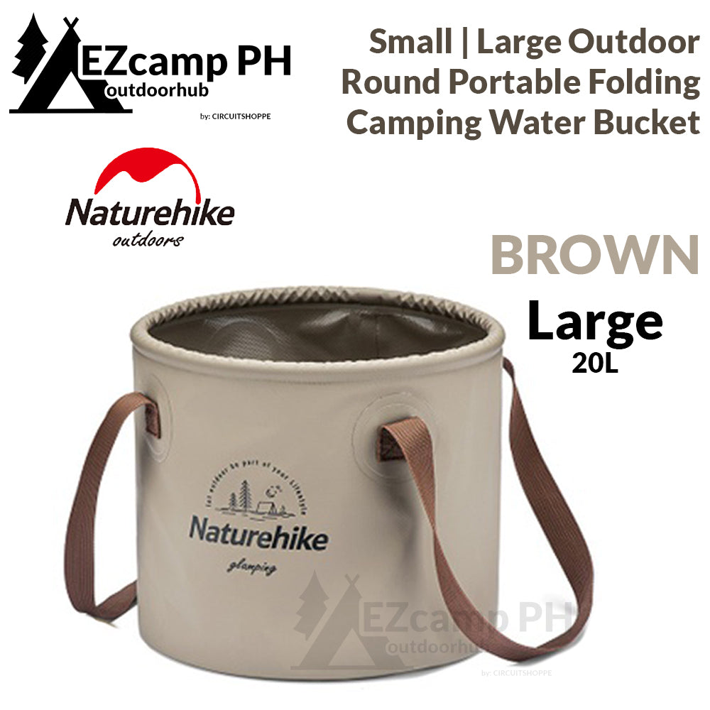 Naturehike Outdoor Portable Round Water Bucket Small Large 10L 20L Foldable Waterproof PVC Basket Camping Storage Folding Collapsible Basin Pail Bag