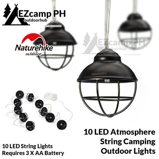 Naturehike 10 LED Atmosphere String Lights Outdoor Waterproof Retro Style Camping Ambient Lighting Lamp AA Battery Operated Lantern