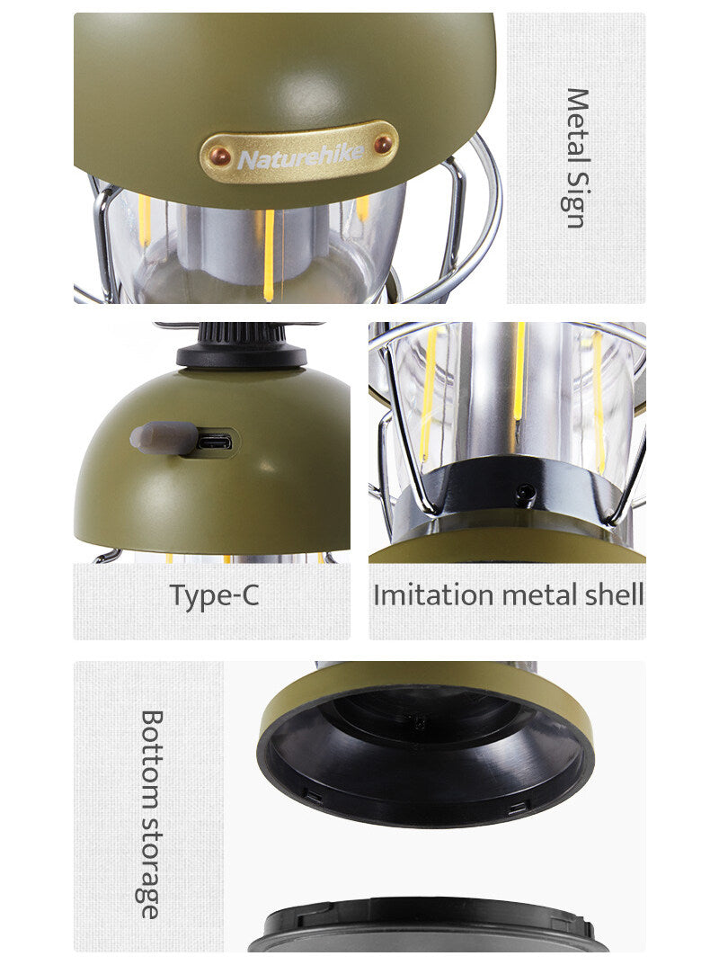 Naturehike Mushroom Camping LED Lantern Lamp Outdoor Atmosphere Light 3 Mode Lighting IPX4 Waterproof USB C Charging 70H up to 350 Lumens