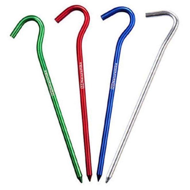 Naturehike 8pcs Pack 18CM Aluminum Alloy Tent Ground Wind Peg Hook Rope Metal Stakes Lighweight Portable for Camping Outdoor Camp Gazebo Canopy Tarp Nature Hike Pegs Nail Stake