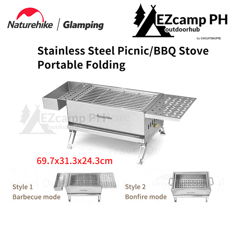 Naturehike Stainless Steel Grill Portable Campfire Stove Outdoor Folding Camping Wood Firewood Charcoal Burning Stove Bonfire Foldable Fire Pit Rack