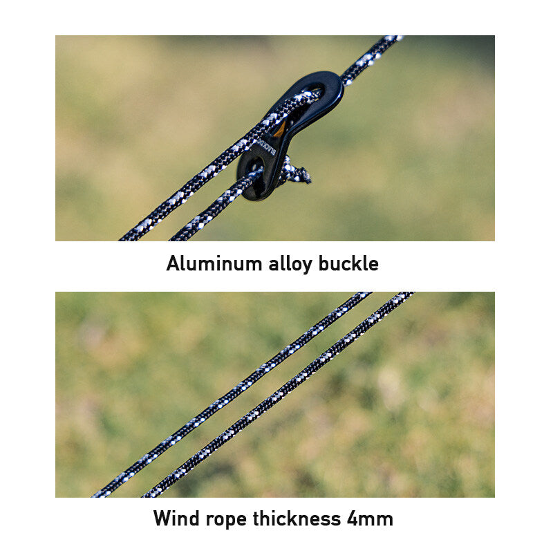 BLACKDOG by Naturehike 8pcs Set of 4m Black Wind Rope with Buckle Tensioner Outdoor Camping Tent Tarp Reflective Nylon Guy Lines 4mm String Size