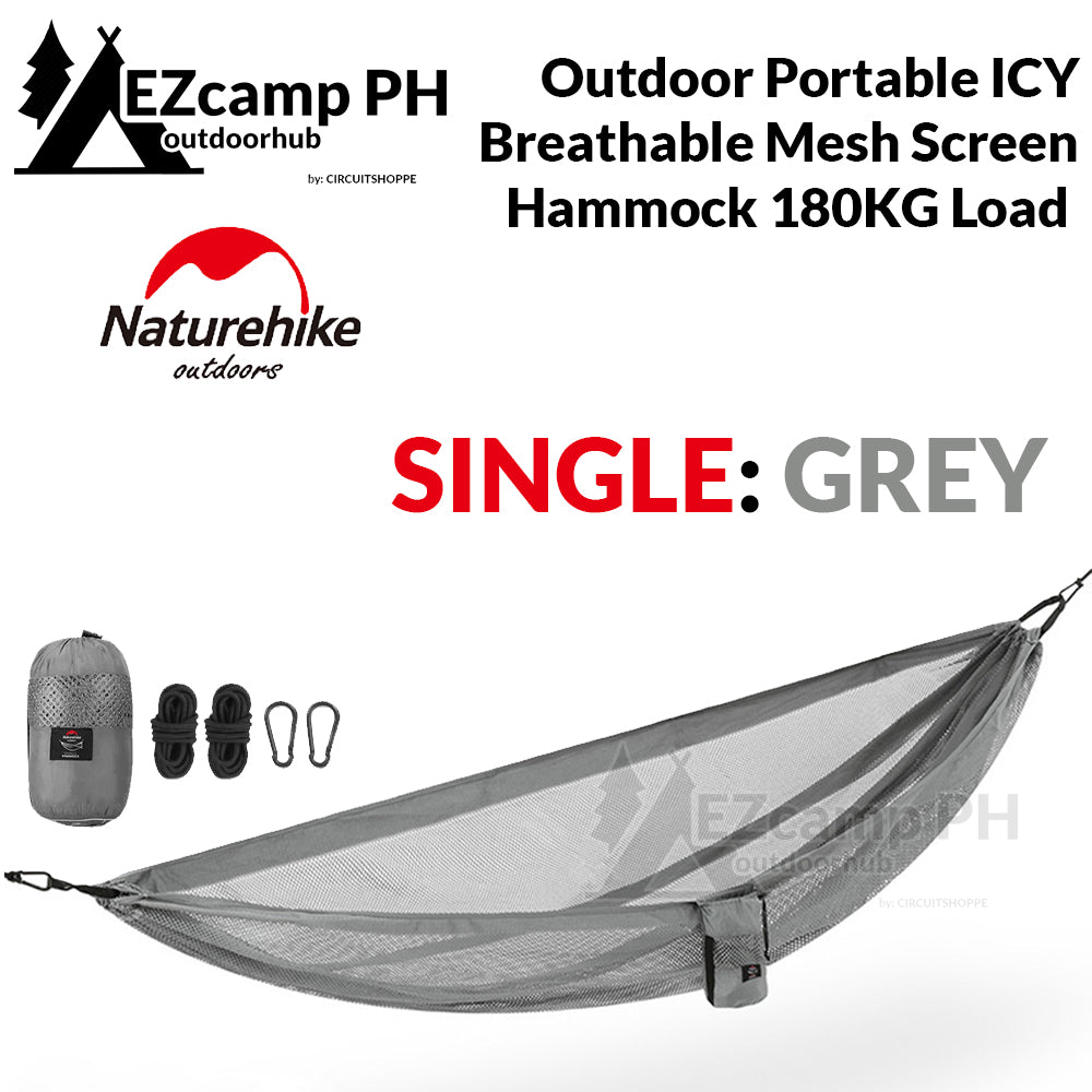 Naturehike Single | Double 1-2 Person Outdoor Portable ICY Breathable Mesh Screen Hammock 200KG Max Load COBWEB Lightweight Folding Camping Camp Duyan Swing Makapal Heavy Duty for Adult and Children Ultralight Picnic Tree Foldable Hanging Bed Nature Hike