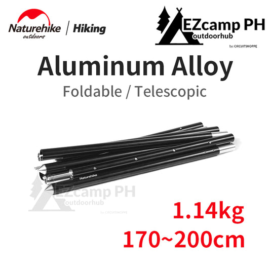 Naturehike 2pcs Pack Ultralight Adjustable 170cm to 200cm Aluminum Alloy Telescopic Tent Tarp Camping Awning Canopy Pole 4-Section Hall Rod