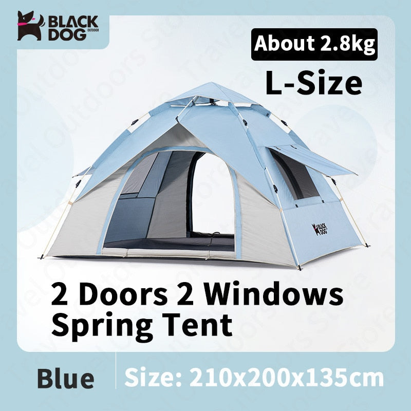 BLACKDOG by Naturehike Automatic 2 Doors 2 Windows Auto Pop Up Camping Tent for 2 3 4 Person Waterproof Windproof Quick Setup