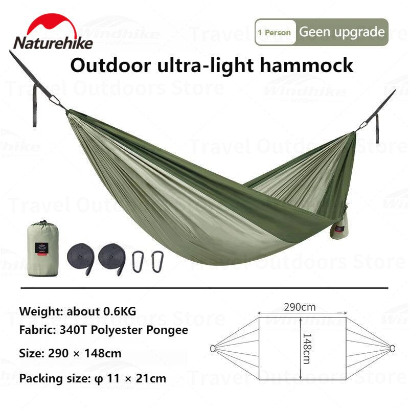 Naturehike LONE BOAT Series 1 and 2 Person Portable Outdoor Camping Hammock 340T Ultralight Single Double 200kg Max Picnic Tree Swing Hanging Bed