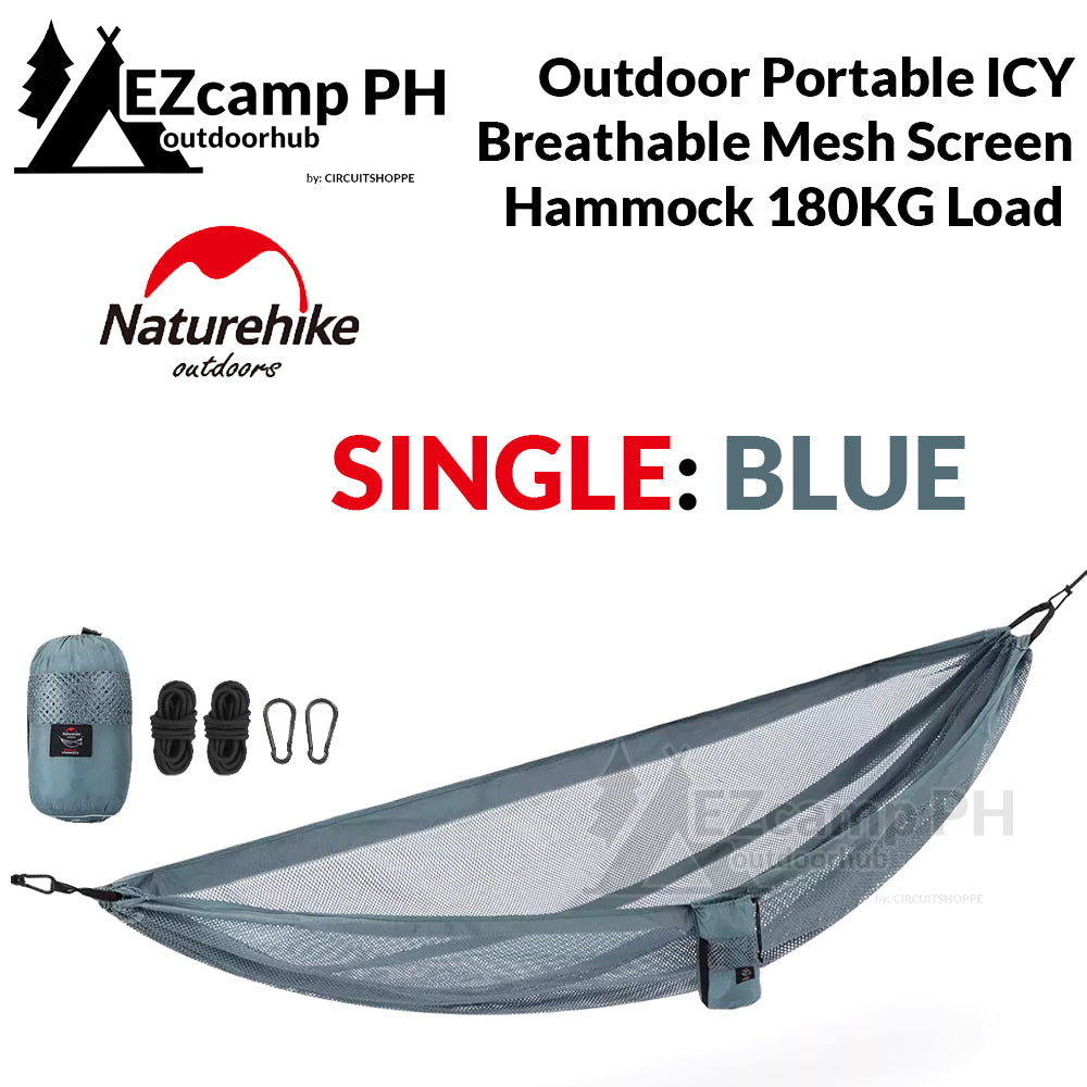 Naturehike Single | Double 1-2 Person Outdoor Portable ICY Breathable Mesh Screen Hammock 200KG Max Load COBWEB Lightweight Folding Camping Camp Duyan Swing Makapal Heavy Duty for Adult and Children Ultralight Picnic Tree Foldable Hanging Bed Nature Hike