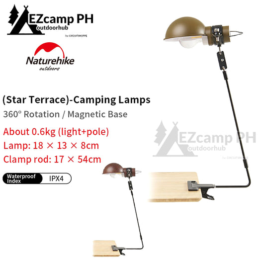 Naturehike STAR TERRACE Camping Table Clip Bracket Lamp Light Outdoor Atmosphere Lighting LED Lantern IPX4 Waterproof Hanging Magnetic USB Charging