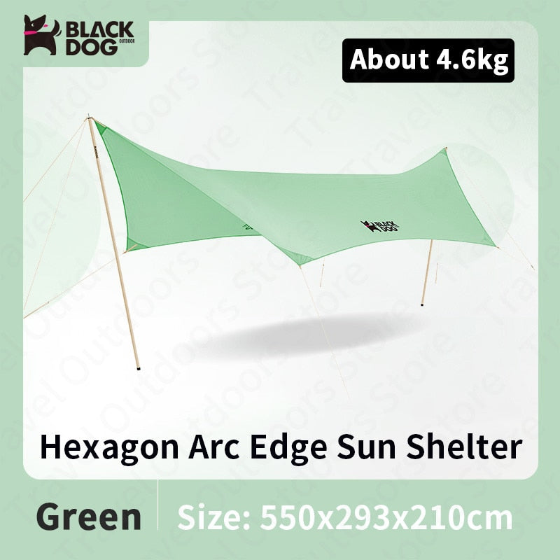 BLACKDOG by Naturehike PARK Series Hexagon Arc Edge Awning Canopy Shelter Tarp Tent Blue Green Waterproof Camping Outdoor Large Sun Shade 10sqm