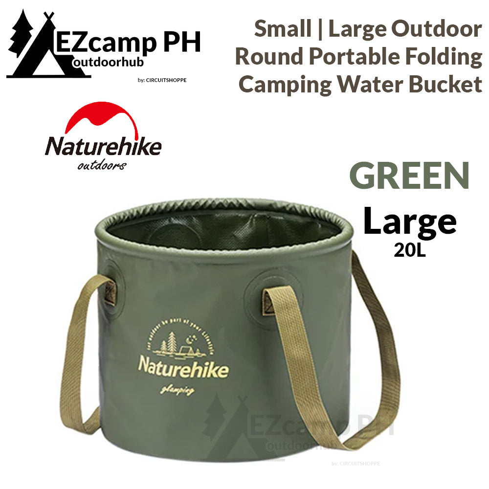 Naturehike Outdoor Portable Round Water Bucket Small Large 10L 20L Foldable Waterproof PVC Basket Camping Storage Folding Collapsible Basin Pail Bag