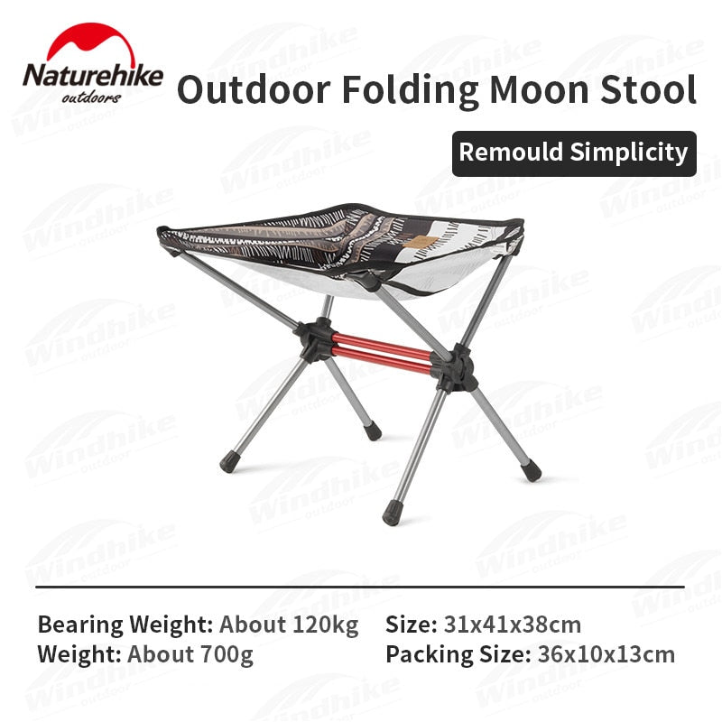 Naturehike Folding Portable Moon Stool Chair YL12 Ultralight Aluminum Alloy 600D Oxford Foldable Outdoor Camping Seat 700g with Storage Bag