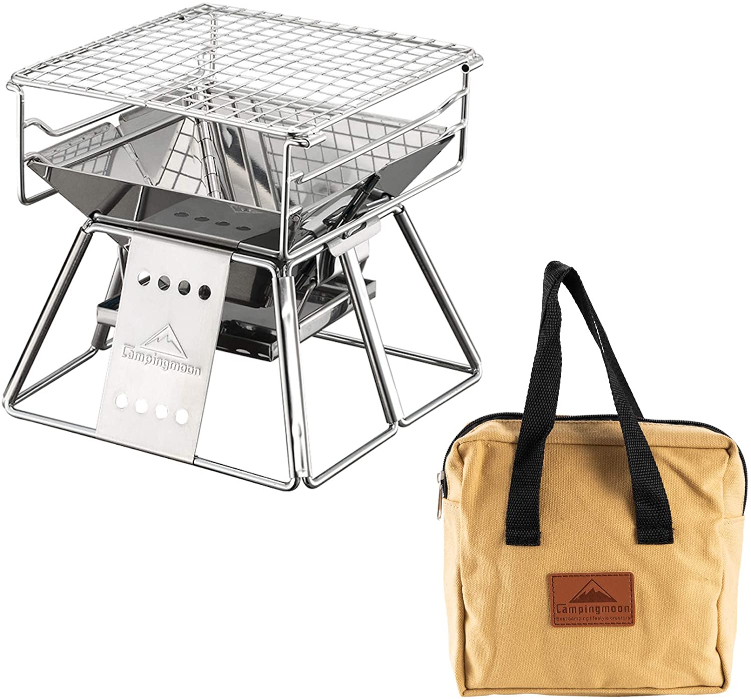 CAMPINGMOON Griglia In Acciaio Inox 304 Per Campeggio E Barbecue - MTG-JL - Dimensioni 16x3.5 Cm - Fornello E Fuoco Aperto