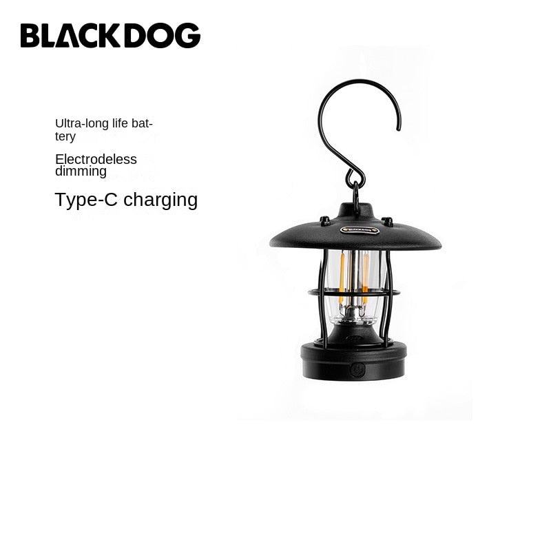 BLACKDOG by Naturehike Mini Retro Style LED Camping Lantern Lamp Light Black White Ambient Lighting up to 40h IPX4 Waterproof USB Type C Charging