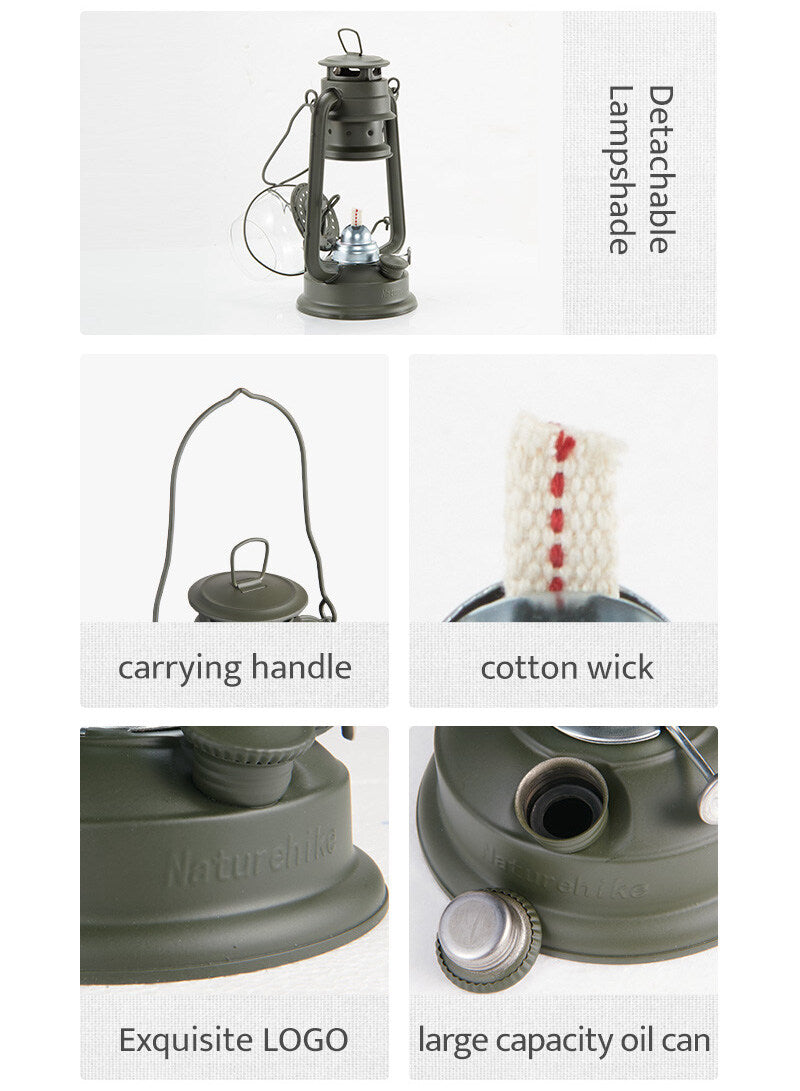 Naturehike Outdoor Retro Kerosene Gas Oil Lamp Portable Hanging Camping Atmosphere Lantern Light Ultralight Waterproof Hiking Picnic Vintage