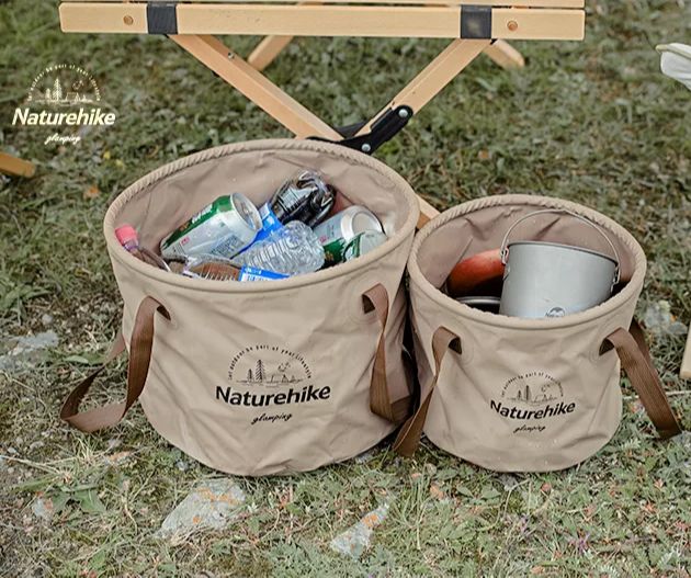 Naturehike Outdoor Portable Round Water Bucket Small Large 10L 20L Foldable Waterproof PVC Basket Camping Storage Folding Collapsible Basin Pail Bag