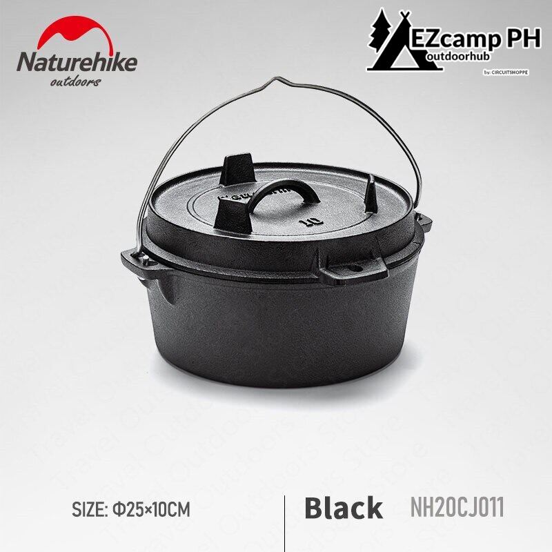 Naturehike Outdoor Multi Purpose Portable Cast Iron Hanging Pot Picnic Cooking Tools Frying Pan Soup Hang Dutch Pot Camping Camp Cookware